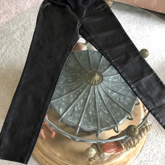 Indigo Blue Faux Leather Maternity Skinny Jeans - Picture 3 of 6